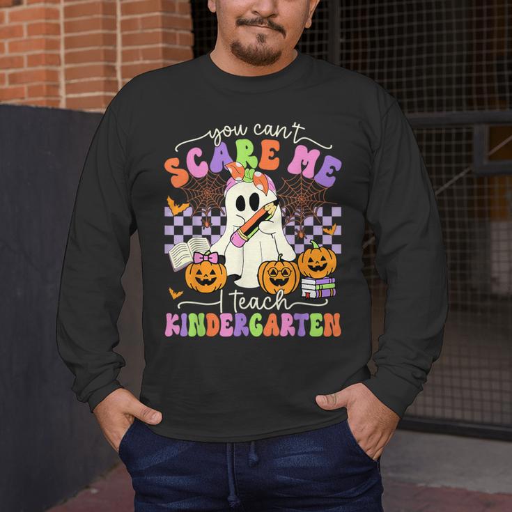 Halloween Teacher You Can't Scare Me I Teach Kindergarten Men's Long Sleeve T-Shirt, funny design