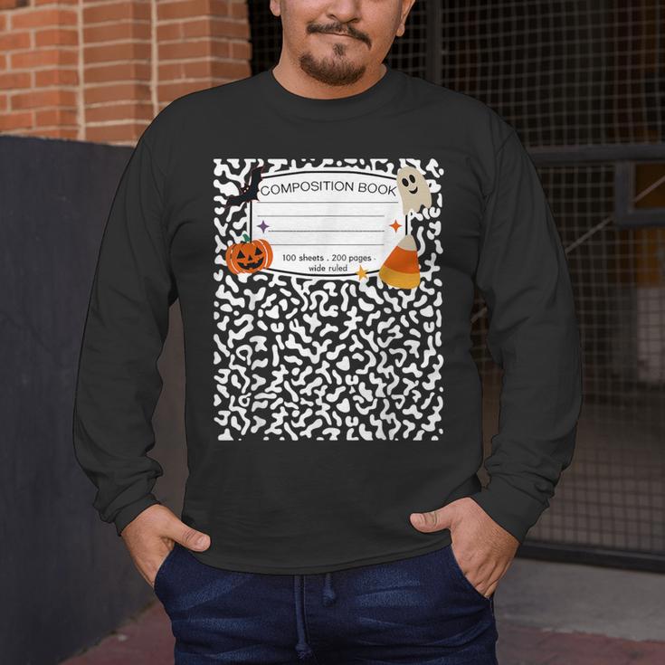 Halloween Teacher Composition Book Notebook Matching Group Men's Long Sleeve T-Shirt, funny design Halloween Teacher Composition Book Notebook Matching Group Men's Long Sleeve T-Shirt, funny design