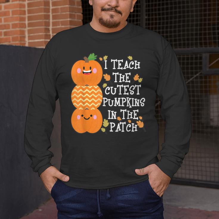 Halloween Teacher Shirt I Teach The Cutest Pumpkins In Patch Men Women Kids Men's Long Sleeve T-Shirt, funny design