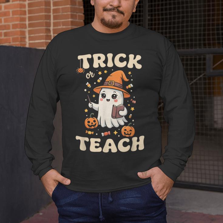 Halloween Teacher Shirts Women School Trick Or Teach Groovy Men's Long Sleeve T-Shirt, funny design Halloween Teacher Shirts Women School Trick Or Teach Groovy Men's Long Sleeve T-Shirt, funny design