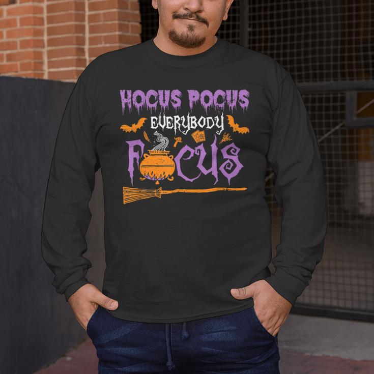 Halloween Teacher Or Student Hocus Pocus Everybody Focus For Men Women Kids Men's Long Sleeve T-Shirt, funny design