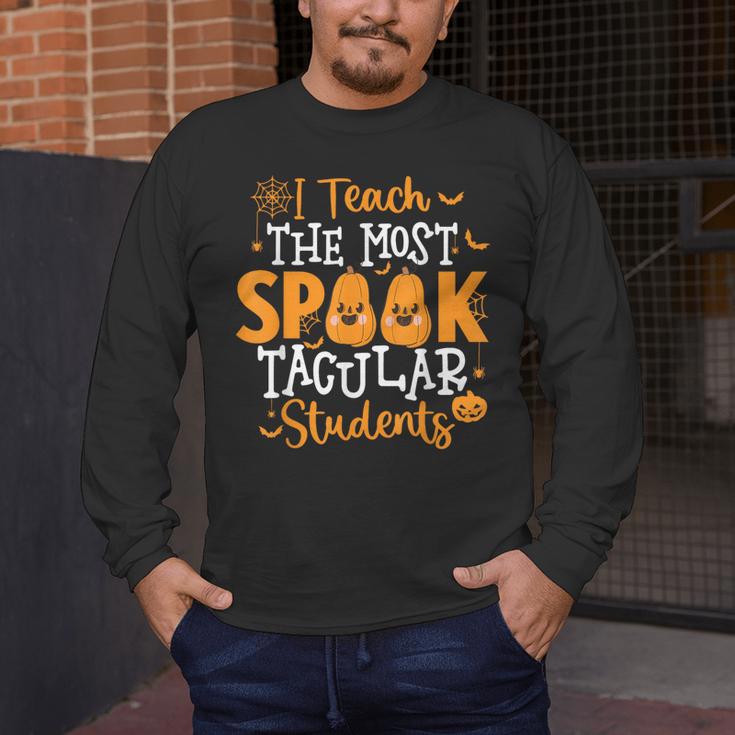 Halloween Teacher I Teach The Most Spooktacular Students Men Women Men's Long Sleeve T-Shirt, funny design Halloween Teacher I Teach The Most Spooktacular Students Men Women Men's Long Sleeve T-Shirt, funny design