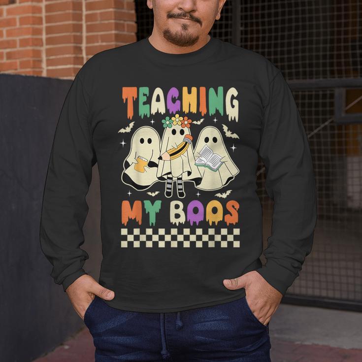 Halloween Teaching My Boos Cute Ghost Teacher Life Costume Men's Long Sleeve T-Shirt, funny design