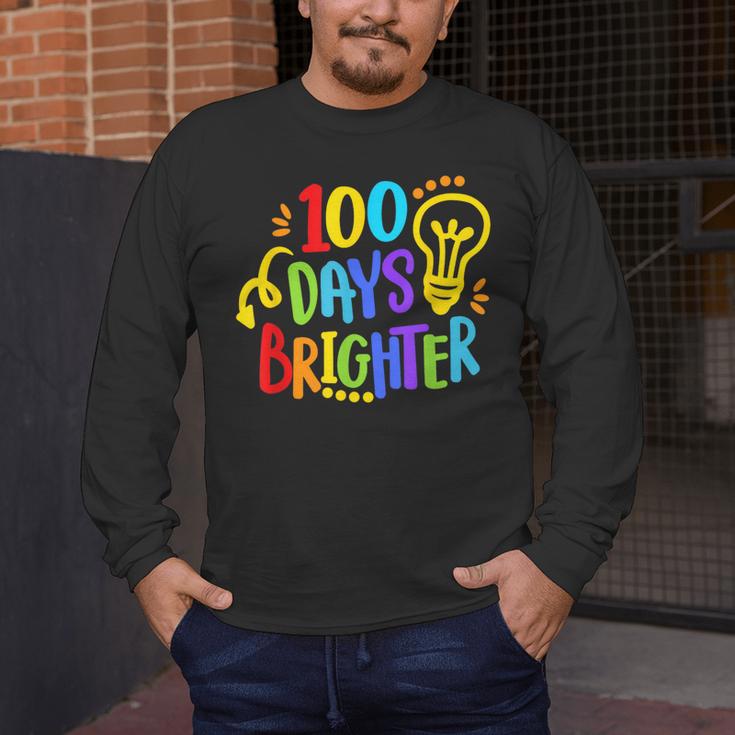 Happy 100th Day Of School 100 Days Brighter Girls Teacher Men's Long Sleeve T-Shirt, funny design