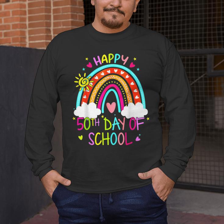 Happy 50th Days Of School Rainbow Teacher 50 Days Smarter Men's Long Sleeve T-Shirt, funny design Happy 50th Days Of School Rainbow Teacher 50 Days Smarter Men's Long Sleeve T-Shirt, funny design