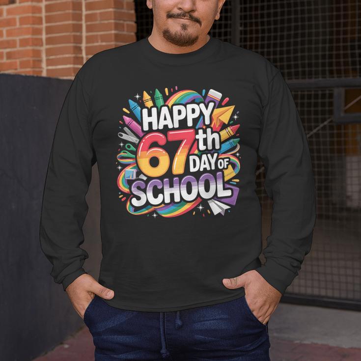 Happy 67 Days Of School Meme 100 Day Of School Teacher 6 7 Men's Long Sleeve T-Shirt, funny design