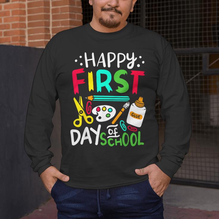 Happy First Day Of School Teacher Back To School Student Men's Long Sleeve T-Shirt, funny design