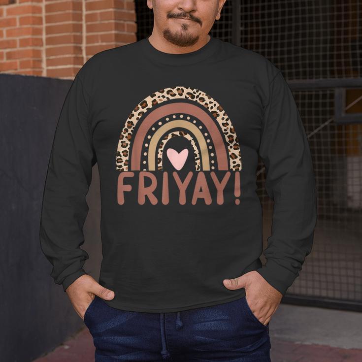 Happy Fri-Yay Friday Lovers Fun Teacher Leopard Rainbow Men Women Girls Kids Men's Long Sleeve T-Shirt, funny design Happy Fri-Yay Friday Lovers Fun Teacher Leopard Rainbow Men Women Girls Kids Men's Long Sleeve T-Shirt, funny design