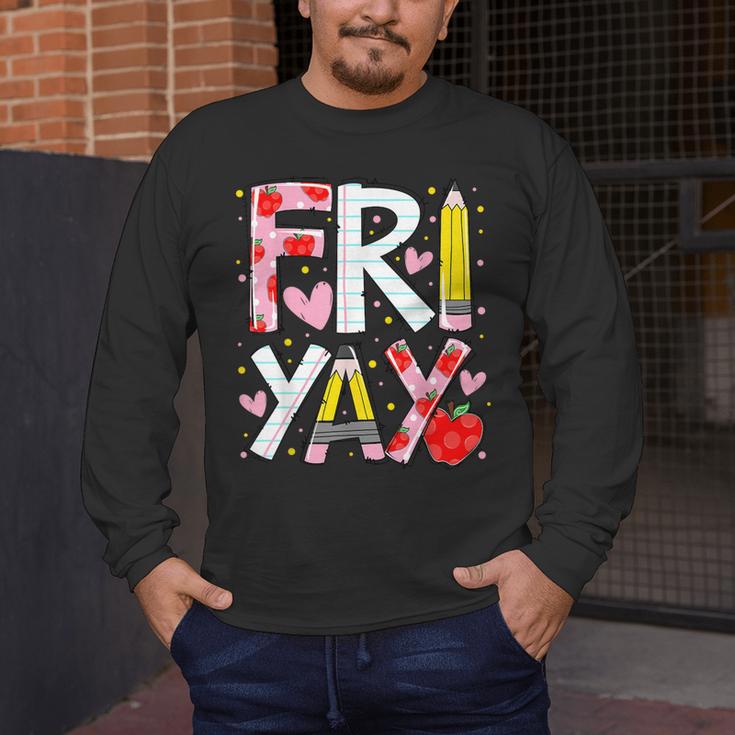 Happy Fri-Yay Teacher Back To School Friday Lovers Men's Long Sleeve T-Shirt, funny design Happy Fri-Yay Teacher Back To School Friday Lovers Men's Long Sleeve T-Shirt, funny design