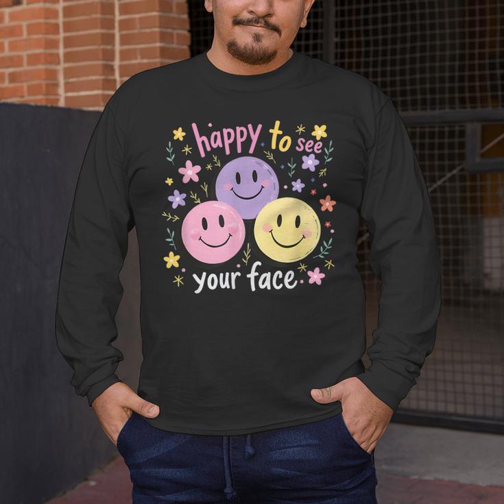 Happy To See Your Face Smile Face Teacher Back To School Men's Long Sleeve T-Shirt, funny design