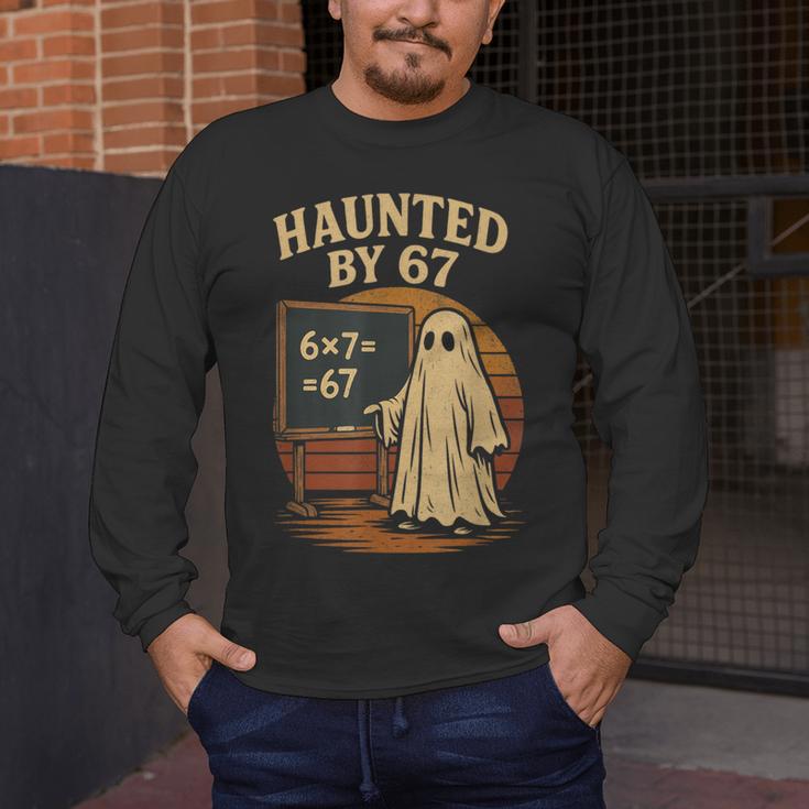 Haunted By 67 Ghost Math Joke Student Halloween Nerd Teacher Men's Long Sleeve T-Shirt, funny design Haunted By 67 Ghost Math Joke Student Halloween Nerd Teacher Men's Long Sleeve T-Shirt, funny design