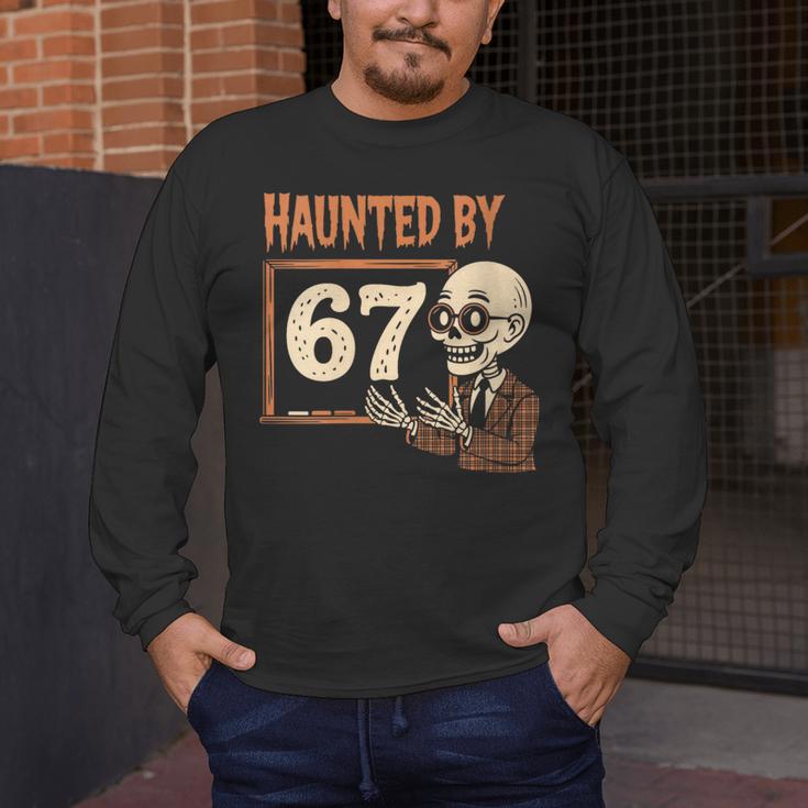 Haunted By 67 Halloween 67 Meme Six Seven Teacher Men's Long Sleeve T-Shirt, funny design Haunted By 67 Halloween 67 Meme Six Seven Teacher Men's Long Sleeve T-Shirt, funny design