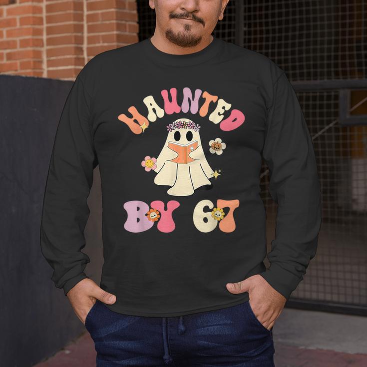 Haunted By 67 Meme Six Seven 6 7 Halloween Teachers Men's Long Sleeve T-Shirt, funny design Haunted By 67 Meme Six Seven 6 7 Halloween Teachers Men's Long Sleeve T-Shirt, funny design