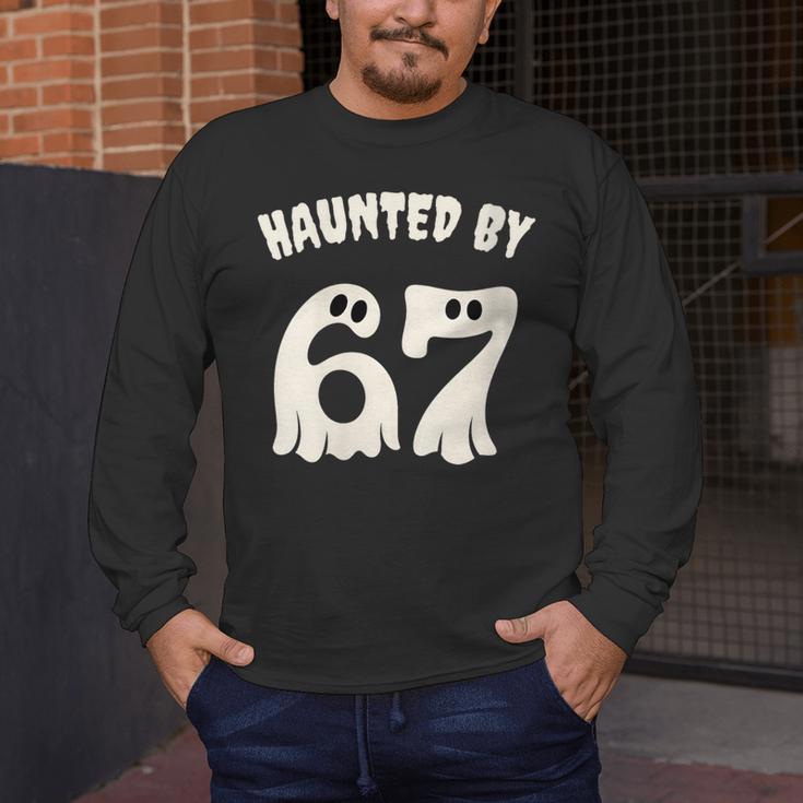 Haunted By 67 Teacher Halloween 6 7 Shirt Men's Long Sleeve T-Shirt, funny design Haunted By 67 Teacher Halloween 6 7 Shirt Men's Long Sleeve T-Shirt, funny design