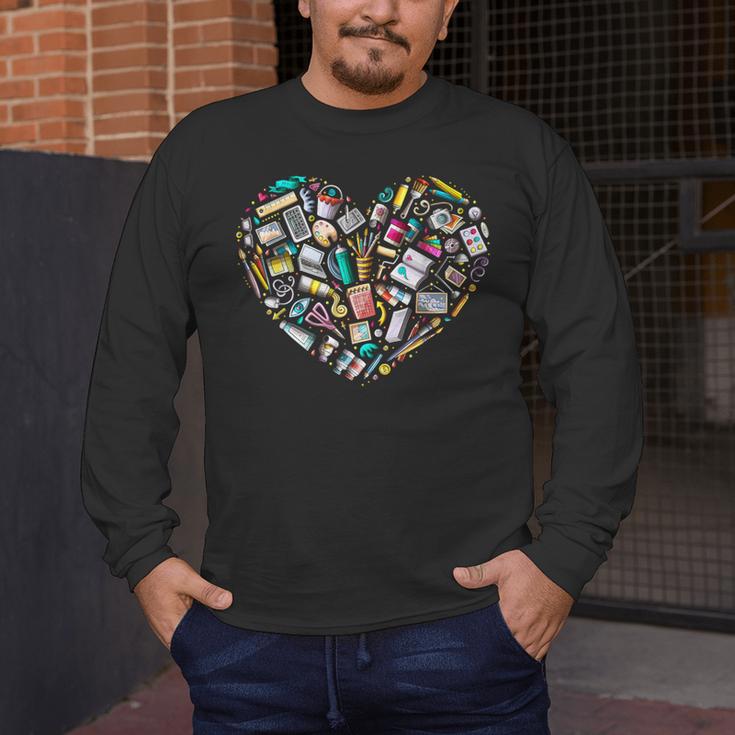 Heart Shape Art Teacher And Painting Sketching Artist Men's Long Sleeve T-Shirt, funny design Heart Shape Art Teacher And Painting Sketching Artist Men's Long Sleeve T-Shirt, funny design