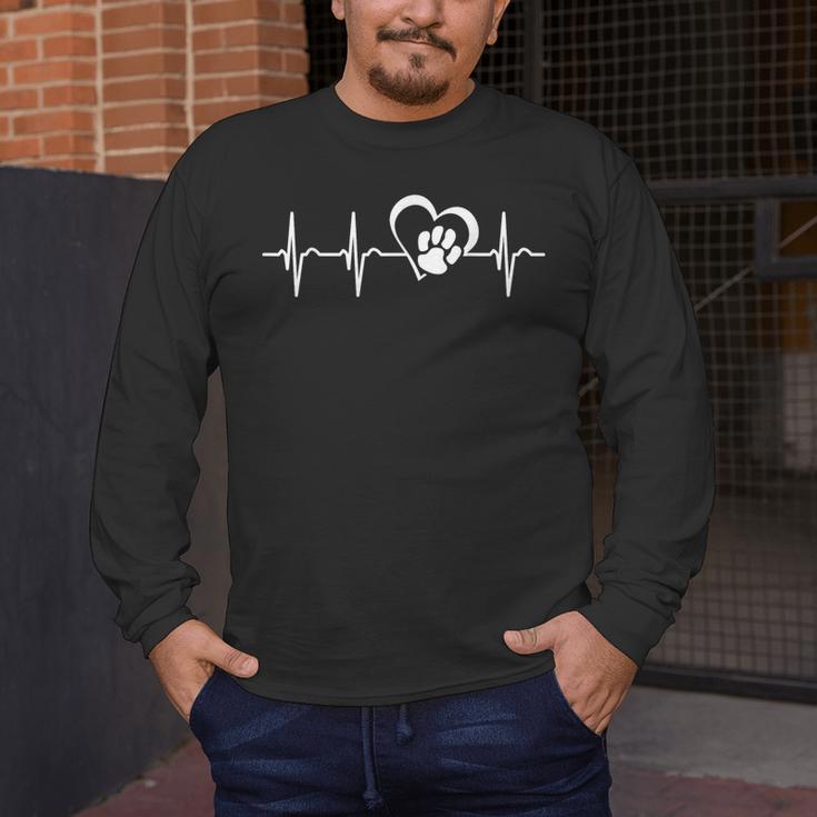 Heartbeat Dog Paw Men's Long Sleeve T-Shirt, funny design