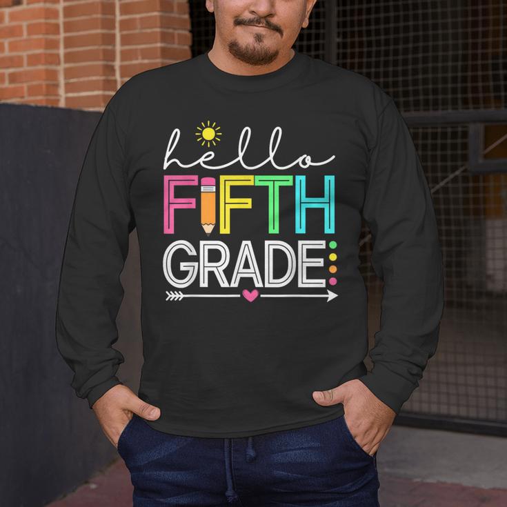Hello Fifth Grade Teacher Student 5th Grade Back To School Men's Long Sleeve T-Shirt, funny design Hello Fifth Grade Teacher Student 5th Grade Back To School Men's Long Sleeve T-Shirt, funny design