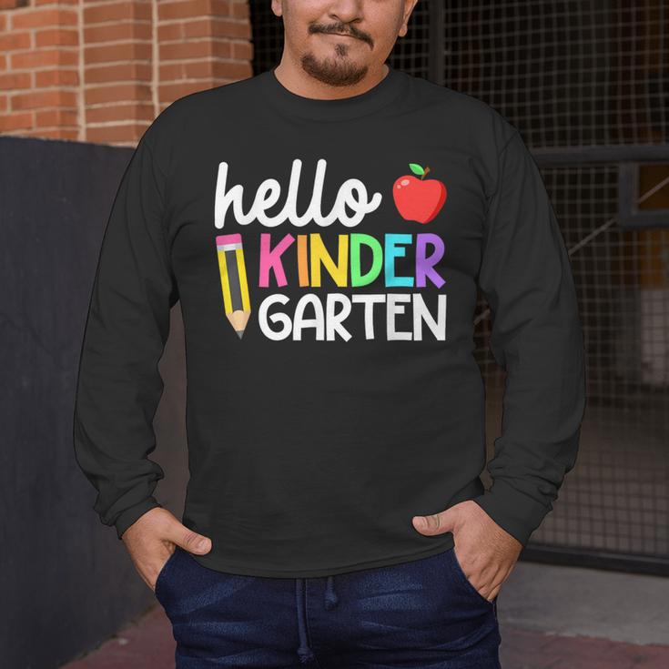 Hello Kindergarten Team Kinder Back To School Teacher Kids Men's Long Sleeve T-Shirt, funny design Hello Kindergarten Team Kinder Back To School Teacher Kids Men's Long Sleeve T-Shirt, funny design