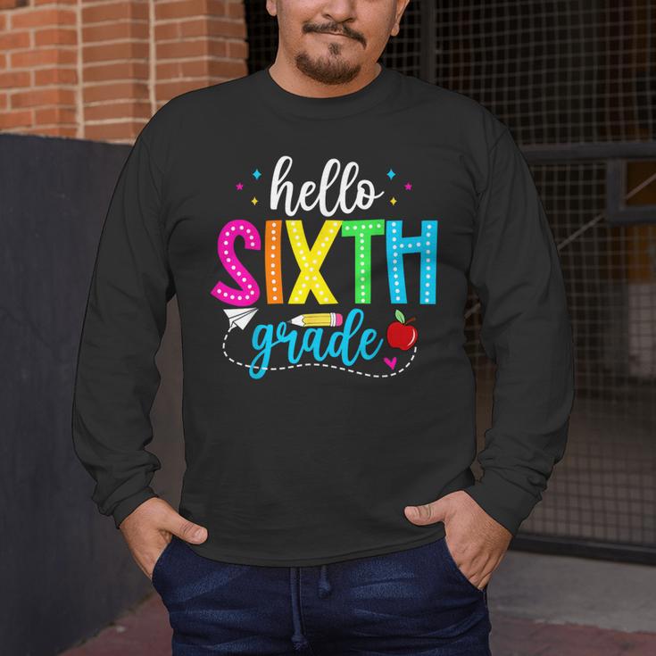 Hello Sixth Grade Cute Back To School 6th Grade Teacher Kids Men's Long Sleeve T-Shirt, funny design