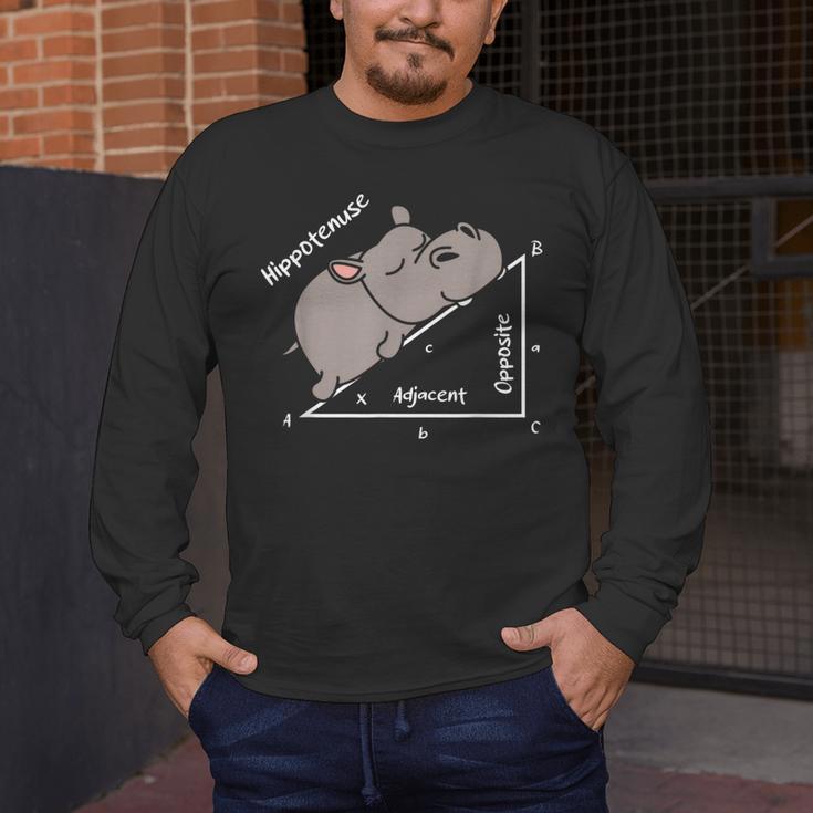 Hippotenuse Hippo Angle Function Hypotenuse Math Teacher Men's Long Sleeve T-Shirt, funny design