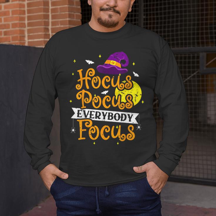 Hocus Pocus Everybody Focus Halloween Teacher Men Women Kids Men's Long Sleeve T-Shirt, funny design