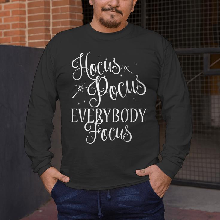Hocus Pocus Everybody Focus Teacher Halloween Shirt Men's Long Sleeve T-Shirt, funny design