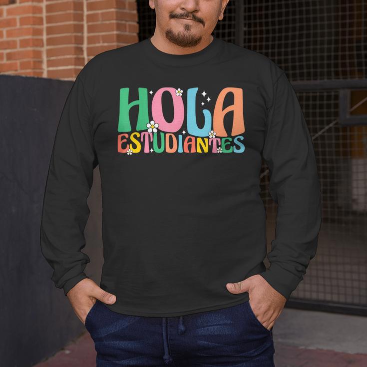 Hola Estudiantes Maestra Back To School Spanish Teacher Men's Long Sleeve T-Shirt, funny design Hola Estudiantes Maestra Back To School Spanish Teacher Men's Long Sleeve T-Shirt, funny design