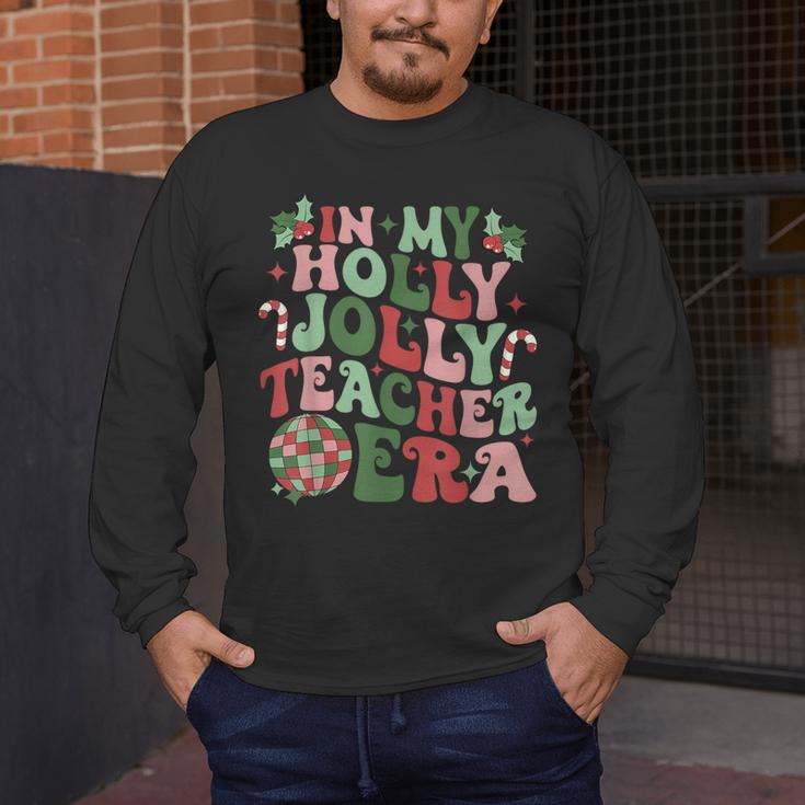 In My Holly Xmas Jolly Teacher Era Teacher Vibes Christmas For Men Women Kids Men's Long Sleeve T-Shirt, funny design In My Holly Xmas Jolly Teacher Era Teacher Vibes Christmas For Men Women Kids Men's Long Sleeve T-Shirt, funny design