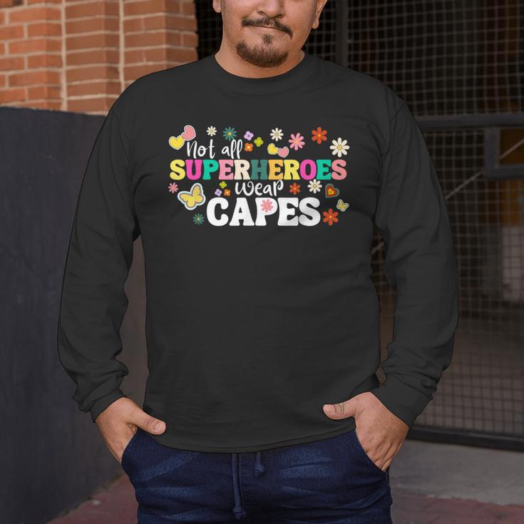 Hot All Superheroes Wear Capes Cute Teacher End Of School Men's Long Sleeve T-Shirt, funny design