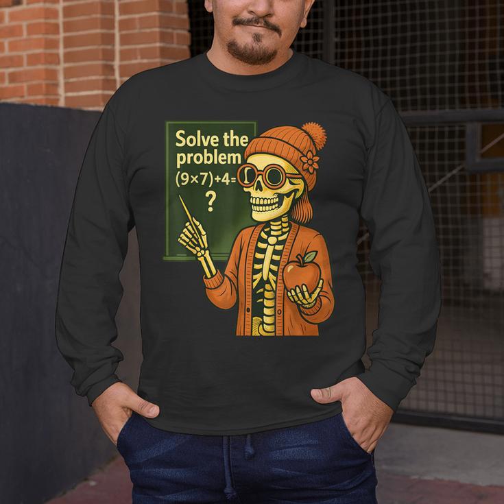 HUGvyn Halloween Skeleton Six Seven 67 Meme PEMDAS Teacher Men's Long Sleeve T-Shirt, funny design HUGvyn Halloween Skeleton Six Seven 67 Meme PEMDAS Teacher Men's Long Sleeve T-Shirt, funny design