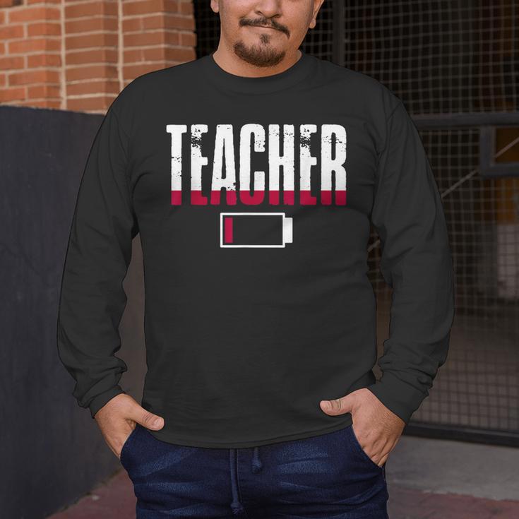 Humor Teacher Empty Battery Power Men Women Men's Long Sleeve T-Shirt, funny design Humor Teacher Empty Battery Power Men Women Men's Long Sleeve T-Shirt, funny design