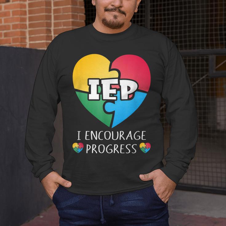 IEP I Encourage Progress Special Education School Teacher Men's Long Sleeve T-Shirt, funny design