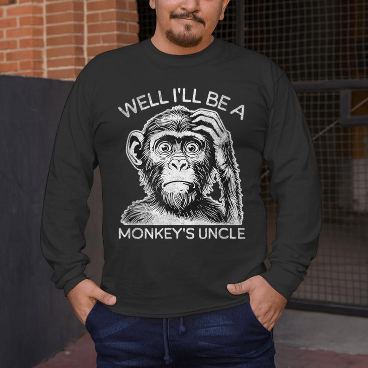 Well I'Ll Be a Monkey's Uncle Teacher And Student Men's Long Sleeve T-Shirt, funny design Well I'Ll Be a Monkey's Uncle Teacher And Student Men's Long Sleeve T-Shirt, funny design