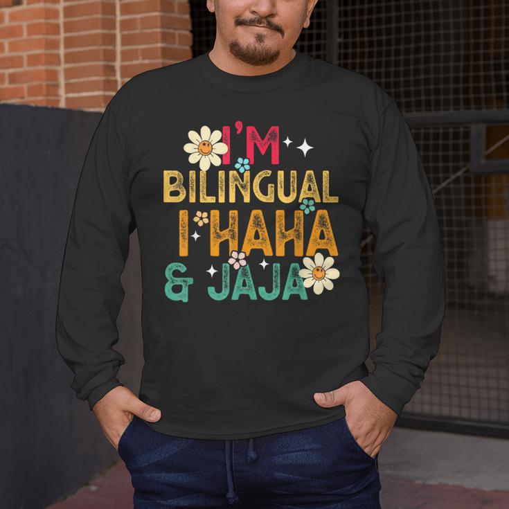 I’m Bilingual I Haha And Jaja Spanish Teacher Bilingual For Men Women Girls Kids Men's Long Sleeve T-Shirt, funny design