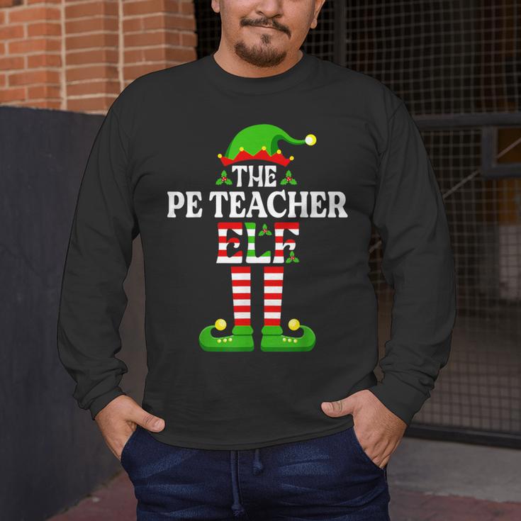I'm The PE Teacher Elf Christmas Family Matching Men's Long Sleeve T-Shirt, funny design