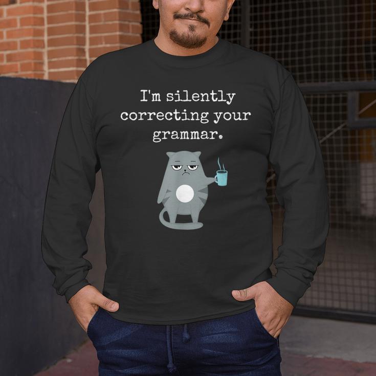 I'm Silently Correcting Your Grammar Sarcastic Teacher For Men Women Kids Men's Long Sleeve T-Shirt, funny design I'm Silently Correcting Your Grammar Sarcastic Teacher For Men Women Kids Men's Long Sleeve T-Shirt, funny design