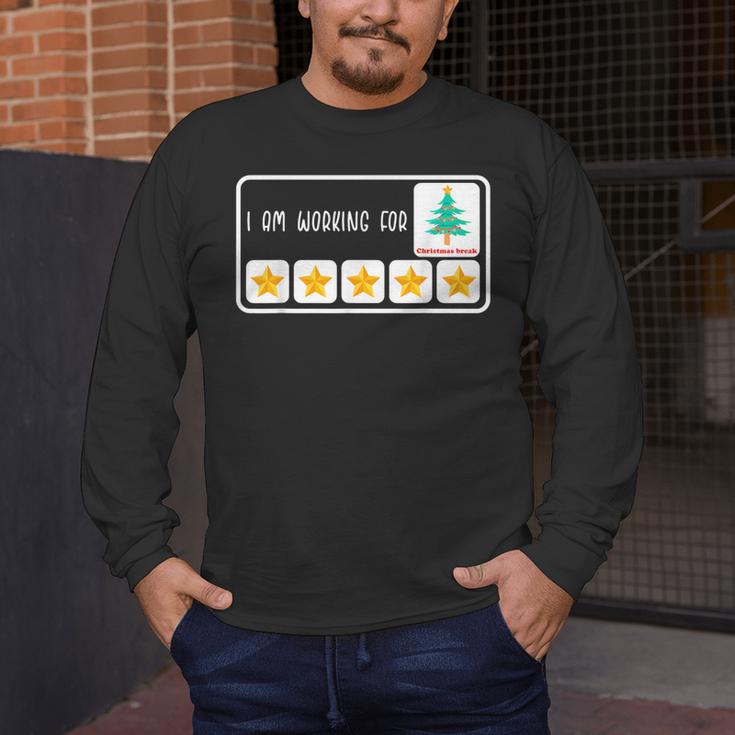 I'm Working For Christmas Break 5 Star Winter Teacher Stars Men's Long Sleeve T-Shirt, funny design