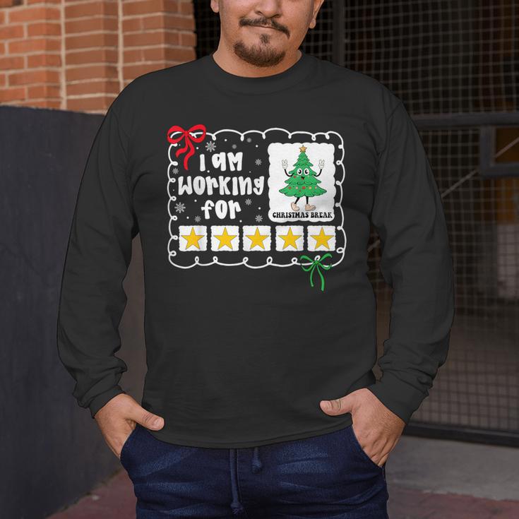 I'm Working For Christmas Break 5 Stars Christmas Teacher Men's Long Sleeve T-Shirt, funny design