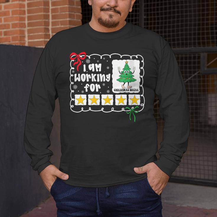 I'm Working For Christmas Break 5 Stars Christmas Teacher Men's Long Sleeve T-Shirt, funny design I'm Working For Christmas Break 5 Stars Christmas Teacher Men's Long Sleeve T-Shirt, funny design