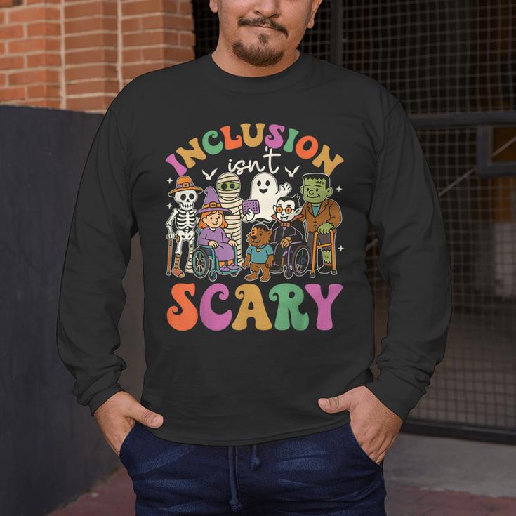 Inclusion Isnt Scary Halloween Skeleton Ghost Sped Teacher Men's Long Sleeve T-Shirt, funny design Inclusion Isnt Scary Halloween Skeleton Ghost Sped Teacher Men's Long Sleeve T-Shirt, funny design