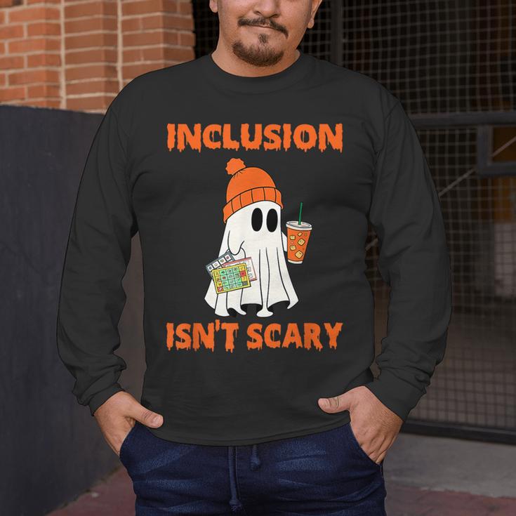 Inclusion Isn't Scary Shirt Halloween SLP Sped Teacher Men's Long Sleeve T-Shirt, funny design