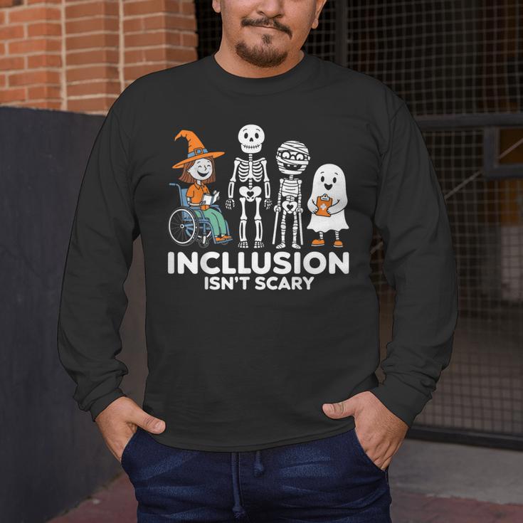 Inclusion Isn't Scary SLP Halloween Costume Sped Teacher Men's Long Sleeve T-Shirt, funny design Inclusion Isn't Scary SLP Halloween Costume Sped Teacher Men's Long Sleeve T-Shirt, funny design
