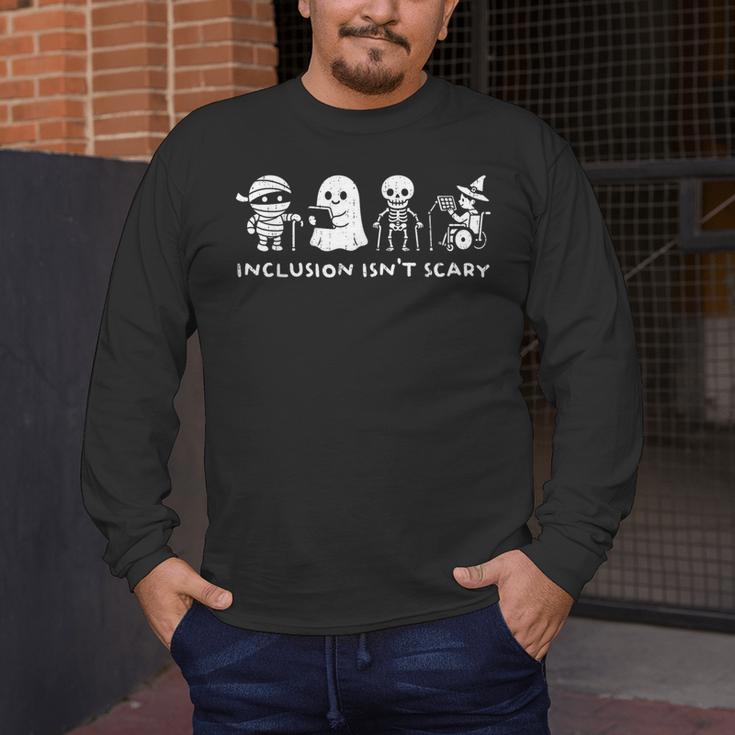 Inclusion Isn't Scary SLP Halloween Ghost Mummy Sped Teacher Men's Long Sleeve T-Shirt, funny design Inclusion Isn't Scary SLP Halloween Ghost Mummy Sped Teacher Men's Long Sleeve T-Shirt, funny design