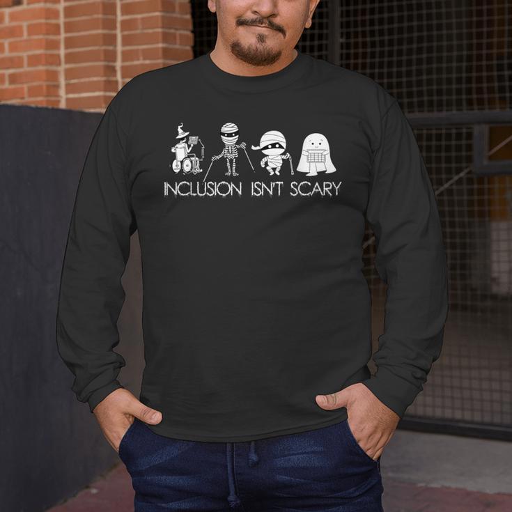 Inclusion Isn't Scary Slp Halloween Sped Teacher Ghost Mummy Men's Long Sleeve T-Shirt, funny design Inclusion Isn't Scary Slp Halloween Sped Teacher Ghost Mummy Men's Long Sleeve T-Shirt, funny design