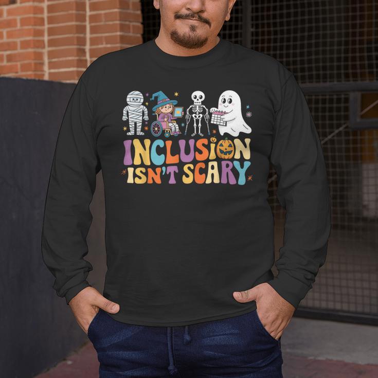 Inclusion Isn't Scary SLP Halloween Sped Teacher Men's Long Sleeve T-Shirt, funny design Inclusion Isn't Scary SLP Halloween Sped Teacher Men's Long Sleeve T-Shirt, funny design