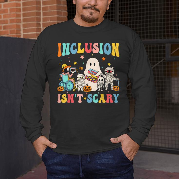 Inclusion Isn't Scary SLP Halloween Sped Teacher Therapy Men's Long Sleeve T-Shirt, funny design Inclusion Isn't Scary SLP Halloween Sped Teacher Therapy Men's Long Sleeve T-Shirt, funny design