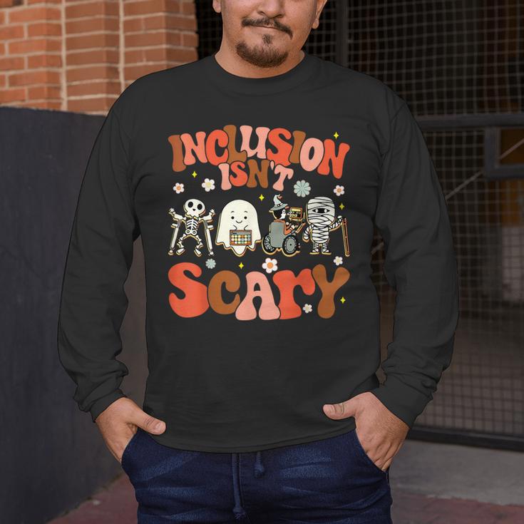 Inclusion Isn't Scary SLP Sped Teacher Halloween Men's Long Sleeve T-Shirt, funny design
