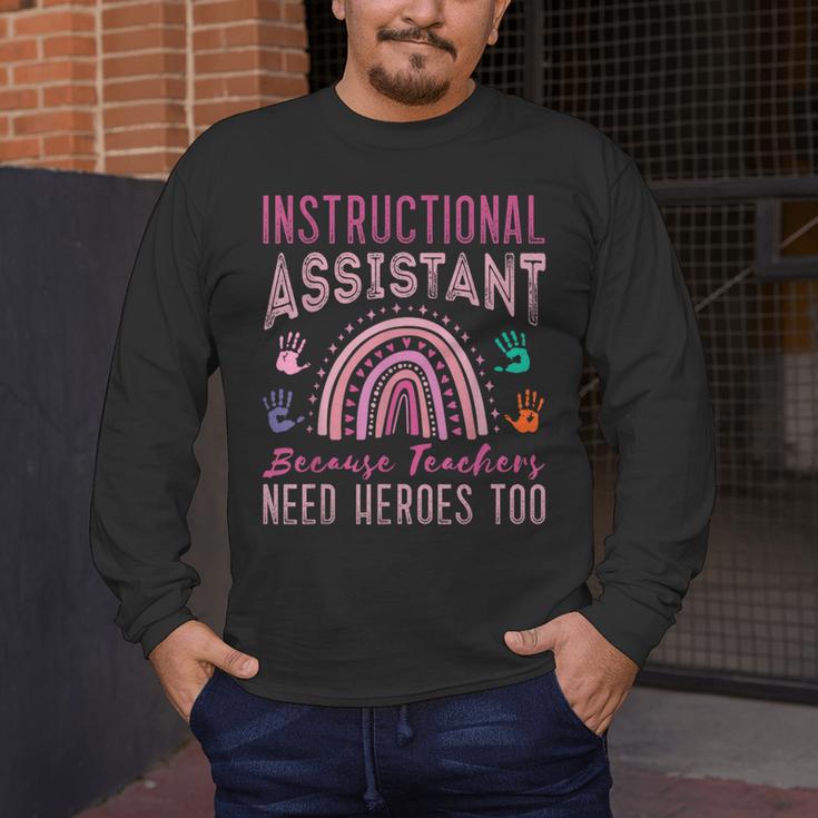 Instructional Assistant Because Teacher Need Hero Learning Men's Long Sleeve T-Shirt, funny design