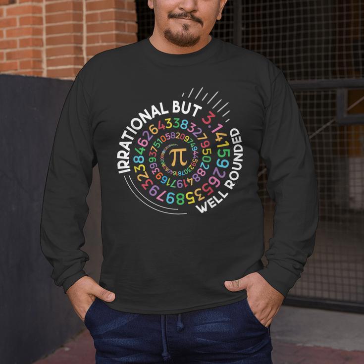Irrational But Well Rounded Pi Day Math Teacher Student Geek Men's Long Sleeve T-Shirt, funny design