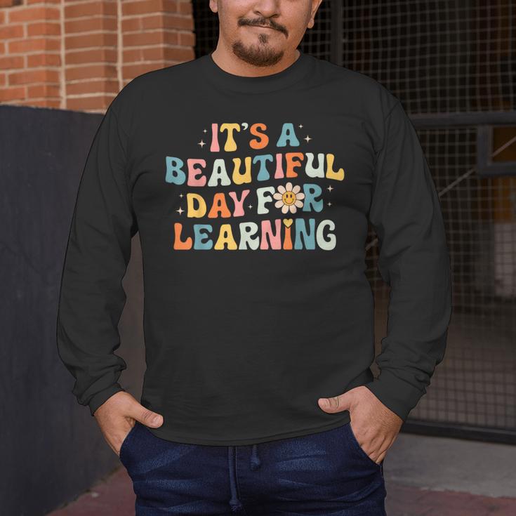 It's Beautiful Day For Learning Retro Teacher Women Men Men's Long Sleeve T-Shirt, funny design